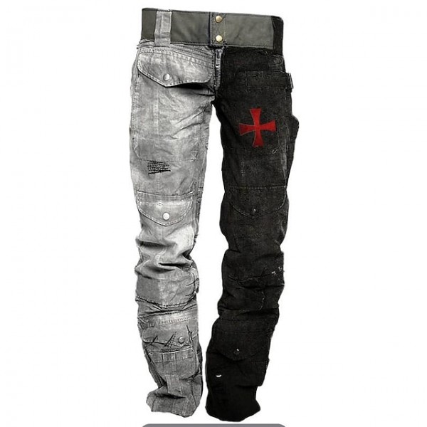 Men's Cargo Pants Multi Pocket Color Block Full Length Pants Daily Streetwear Casual Black