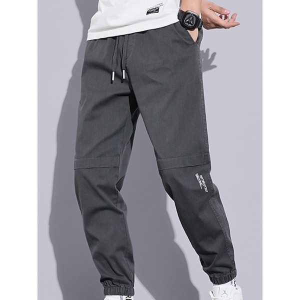 Men's Joggers Sweatpants Trousers Pocket Drawstring Multiple Pockets Solid Color Breathable Outdoor Full Length Pants Casual Daily Stylish Casual Black Light gray Micro-elastic