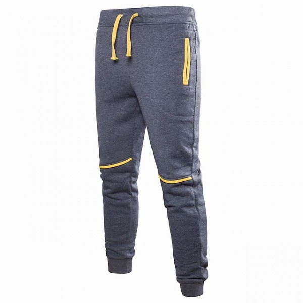 Men's Joggers Sweatpants Track Pants Patchwork Drawstring Elastic Waist Color Block Full Length Pants Sports Outdoor Daily Wear Basic Casual Black Light gray Micro-elastic