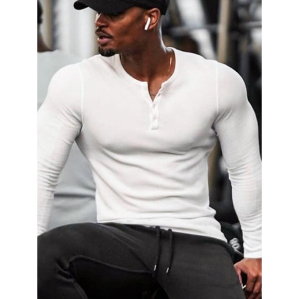 Men's Yoga Top Crew Neck Cotton Solid Color Sport Athleisure Tee Tshirt Shirt Long Sleeve Breathable Quick Dry Comfortable Yoga Gym Workout Running Activewear / Micro-elastic