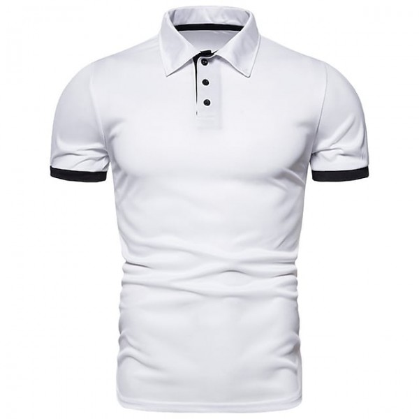 Men's Golf Shirt Solid Color Turndown White Black Gray Orange Red Short Sleeve Street Daily Button-Down Tops Fashion Casual Comfortable / Beach