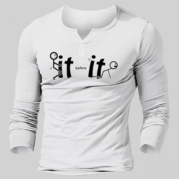 Men's T shirt Tee Graphic Letter V Neck White Long Sleeve Hot Stamping Street Daily Print Tops Fashion Designer Casual Comfortable / Sports