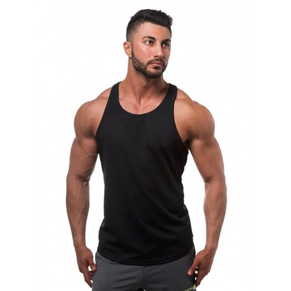 Men's Tank Top Vest Graphic Solid Colored Round Neck White Black Blue Gray Yellow Sleeveless Plus Size Daily Sports Slim Tops Cotton Muscle / Summer / Summer