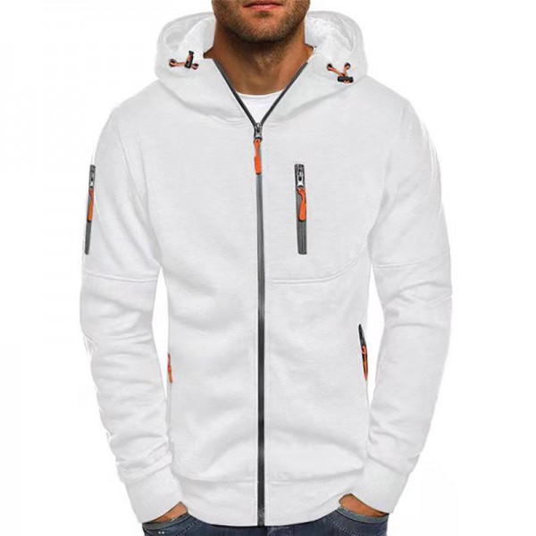 Men's Full Zip Hoodie Jacket Solid Color Zipper Casual Daily Holiday Casual Big and Tall Hoodies Sweatshirts  Green White Black Fleece