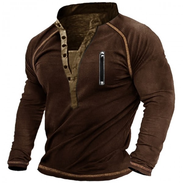 Men's Sweatshirt Pullover Solid Color Daily Holiday Going out Streetwear Casual Hoodies Sweatshirts  Long Sleeve Brown