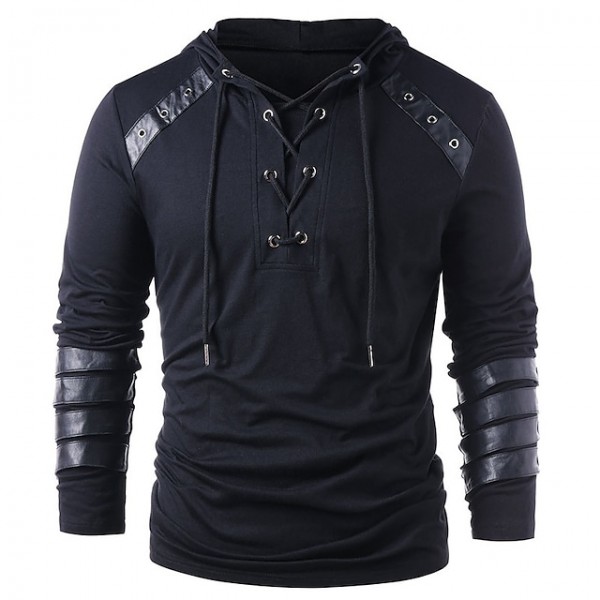 Men's Solid Color non-printing Casual Daily Hoodies Sweatshirts ArmyGreen Black Gray Lace Up Pullover Tops