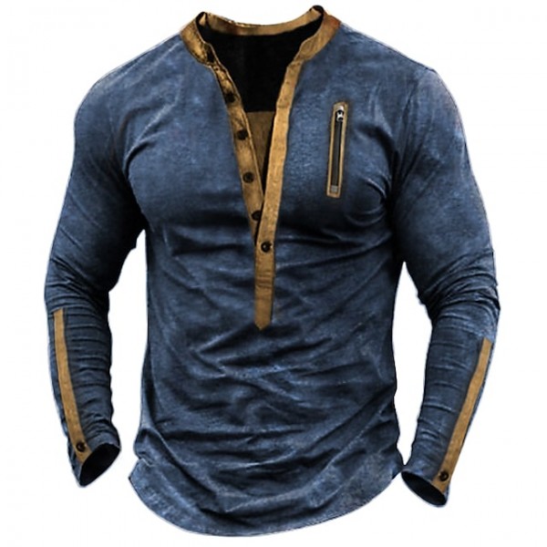 Men's Pullover Button Up Hoodie Color Block Patchwork Sports & Outdoor Daily Sports Basic Casual Hoodies Sweatshirts  Long Sleeve Navy Blue / Spring / Fall