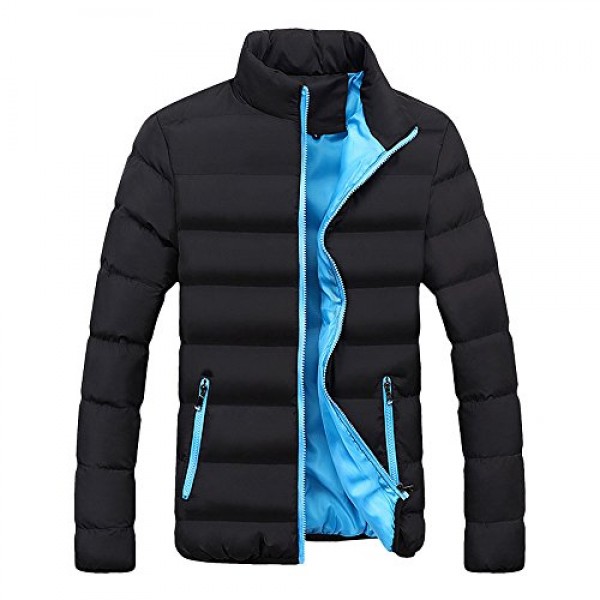 balakie mens down jacket winter warm slim thick bubble lightweight coat solid zipper down jacket outwear(blue,m)