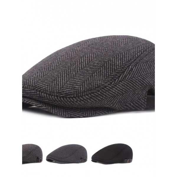 Men's Casual Flat Cap Street Daily Outdoor Pure Color Pure Color Hat Windproof Comfort Warm / Fall / Winter / Spring / 1 PC