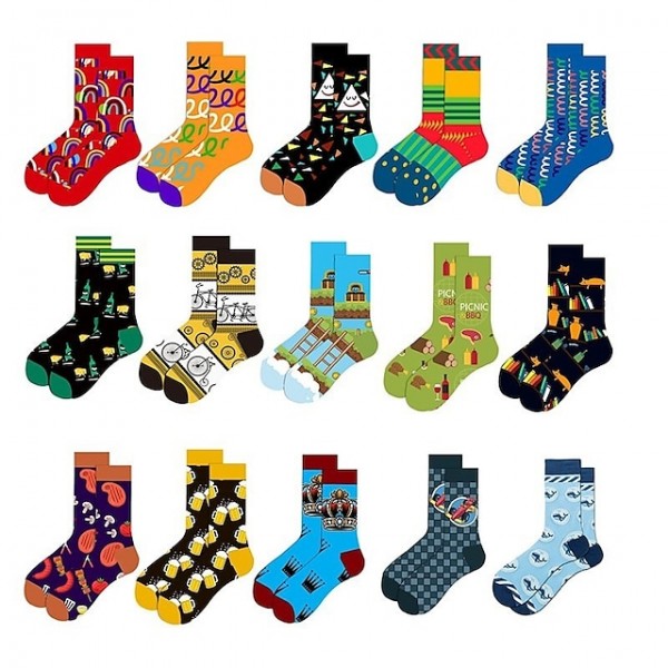 1 Pair Men's Socks Cute Fashion Novelty Colorful Socks Sports Outdoor Black and Yellow hosiery ankle socks