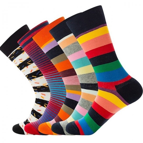 Men's 1 Pair Socks Fashion Novelty Cute Colorful Spring, Fall, Winter, Summer White Gray Rainbow