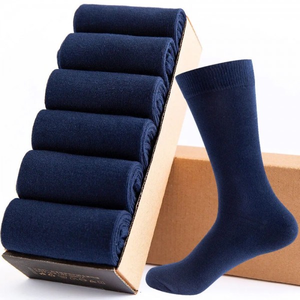 Men's 6 Pairs Socks Casual Socks Comfort Solid Colored Medium Fall & Winter Multi color Black 1 White