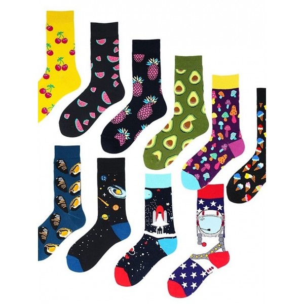 Men's 1 Pair Socks Mixed Color Sports and Outdoors Medium Spring, Fall, Winter, Summer Multi color Black 1 Green