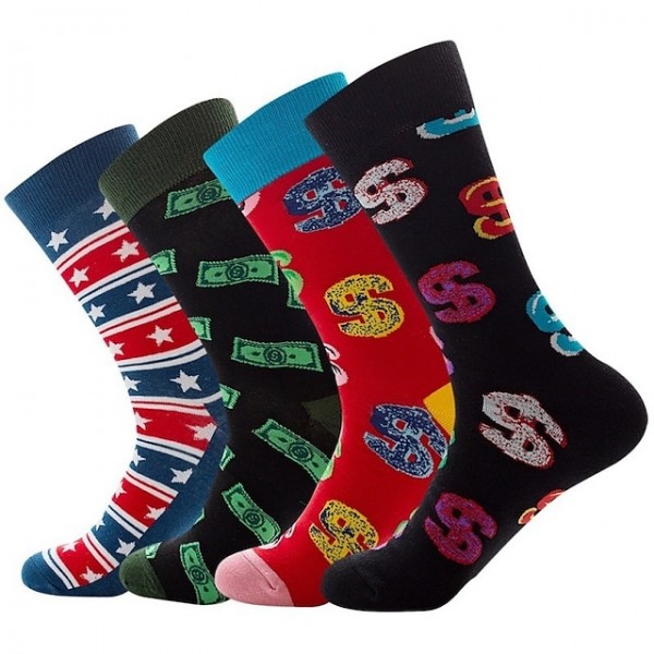 Men's 1 Pair Socks Fashion Novelty Cute Colorful Spring, Fall, Winter, Summer Black Green Blue