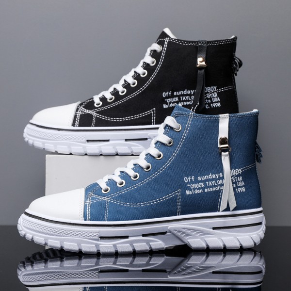 Men's Sneakers Comfort Shoes Casual Daily Walking Shoes Canvas Mid-Calf Boots Black Blue Fall Spring