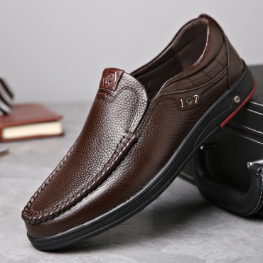 Men's Loafers & Slip-Ons Leather Loafers Casual Daily Office & Career PU Black Brown Fall Spring