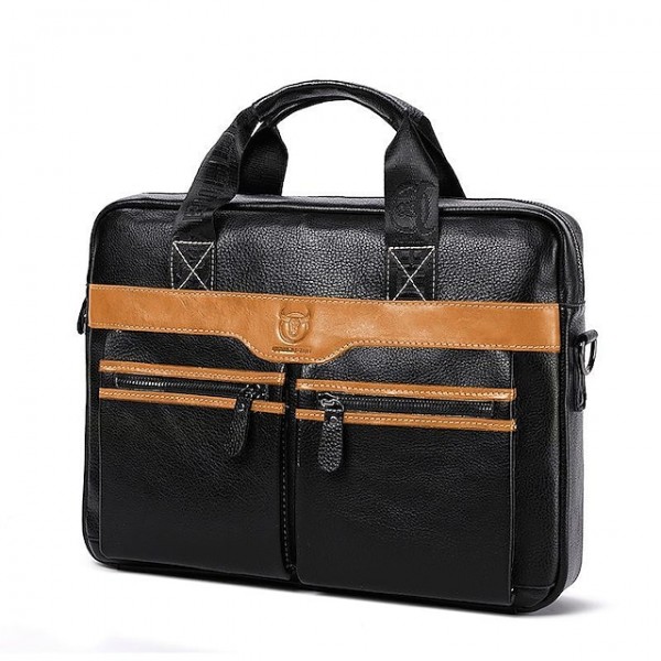 Laptop Bag Briefcase Cowhide Solid Color Green Blue Red Brown