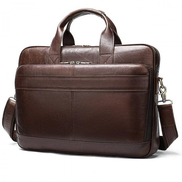 Men's Retro Leather Bag Handbags Laptop Bag Briefcase Crossbody Bag Nappa Leather Cowhide Zipper Daily Red Brown Black Brown Coffee