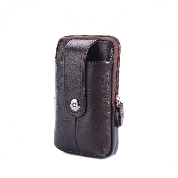 Men's 2022 Bum Bag Fanny Pack Cowhide Buttons Zipper Plain Daily Formal Outdoor Black Brown Coffee