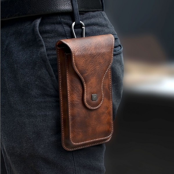 men's mobile phone bag pockets double-layer multifunctional outdoor hiking bag retro cell phone hanging pockets