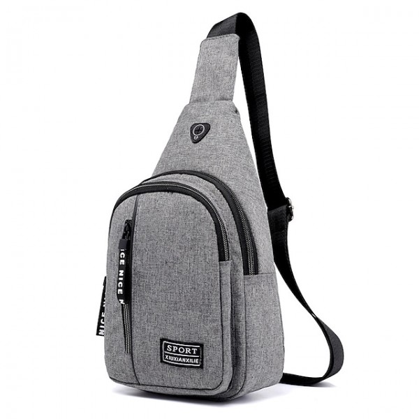 Men's 2022 Sling Shoulder Bag Oxford Cloth Zipper Plain Daily Sports Black Dark Blue Light Gray