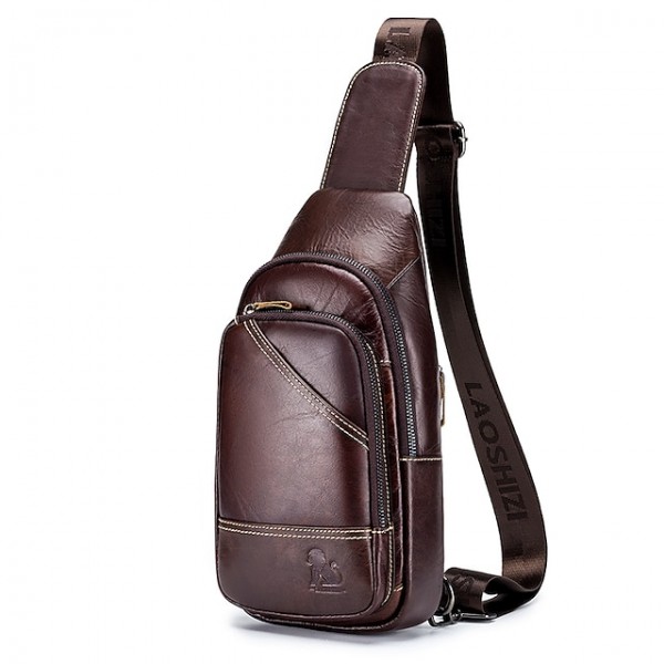 Chest bag men's leather chest bag head leather casual men's Messenger Bag Shoulder Bag