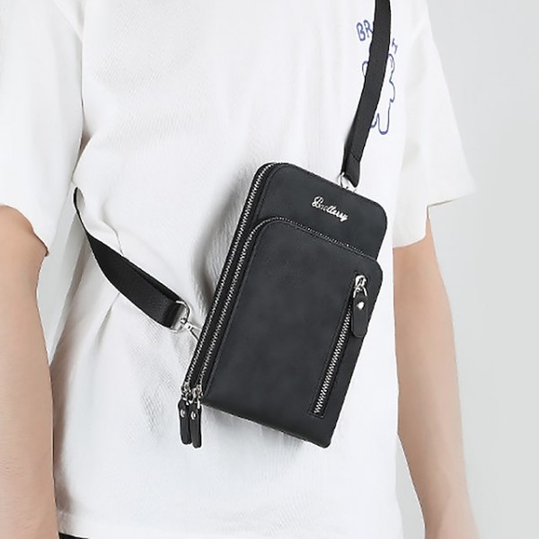 Men's Mobile Phone Bag PU Leather Polyester Solid Color Daily Office & Career Black Gray Brown