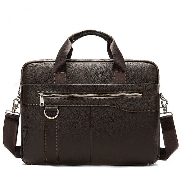 Men's Retro Leather Bag Handbags Laptop Bag Briefcase Top Handle Bag Nappa Leather Cowhide Zipper Daily Black Coffee