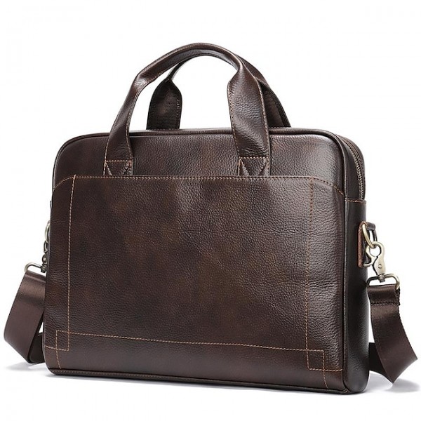 Men's Handbags Sling Bags Laptop Bag Briefcase Crossbody Bag Nappa Leather Cowhide Zipper Daily Dark Coffee Coffee