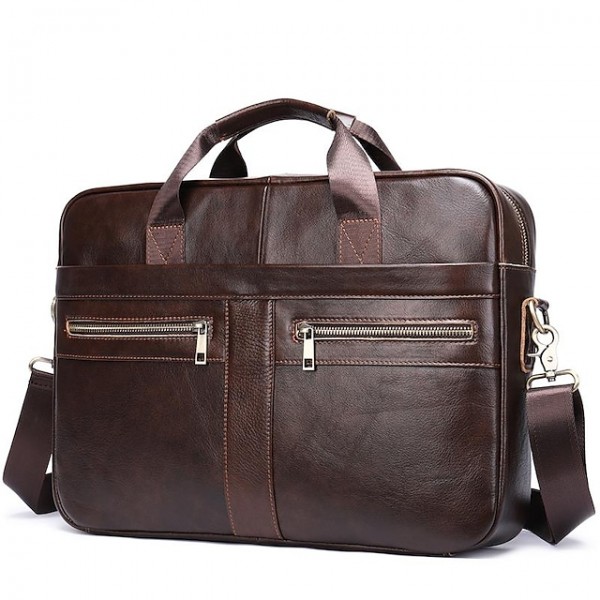 Men's Handbags Sling Bags Laptop Bag Briefcase Crossbody Bag Nappa Leather Cowhide Zipper Daily Black Coffee